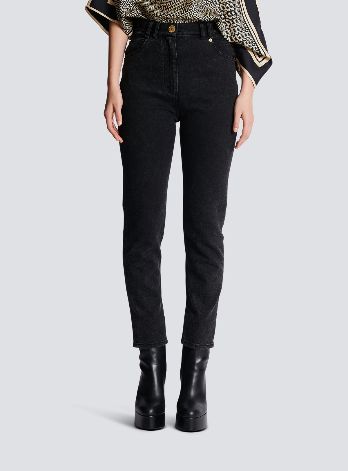 Jean slim en denim - Noir Délavé