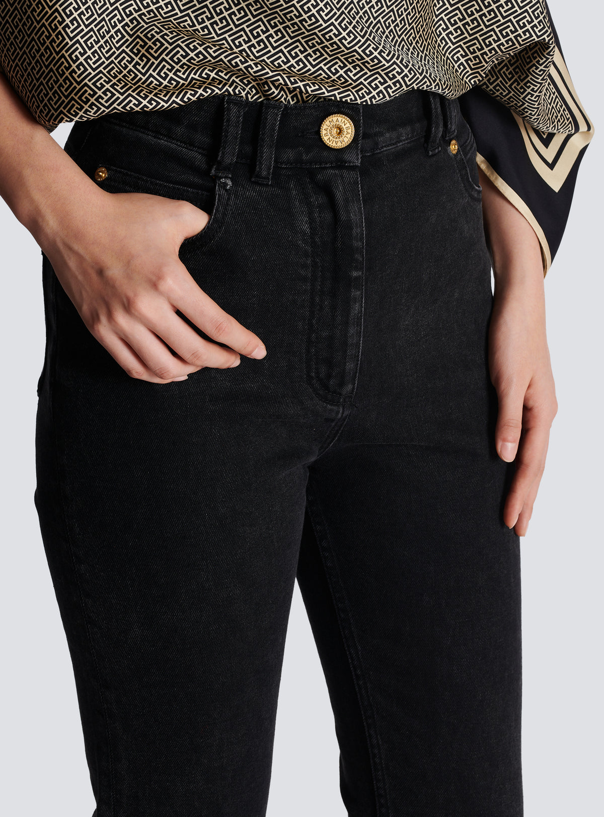 Jean slim en denim - Noir Délavé
