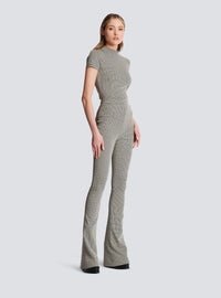 Pantalon flare en jacquard monogramme - Ivoire & Noir