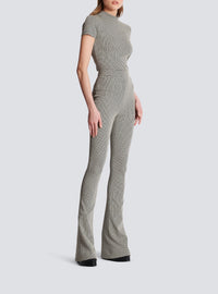 Flare monogram jacquard trousers - Ivory & Black
