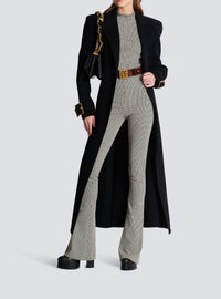 Flare monogram jacquard trousers - Ivory & Black