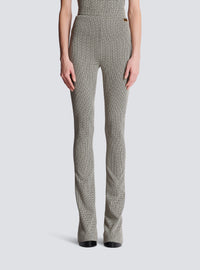 Pantalon flare en jacquard monogramme - Ivoire & Noir