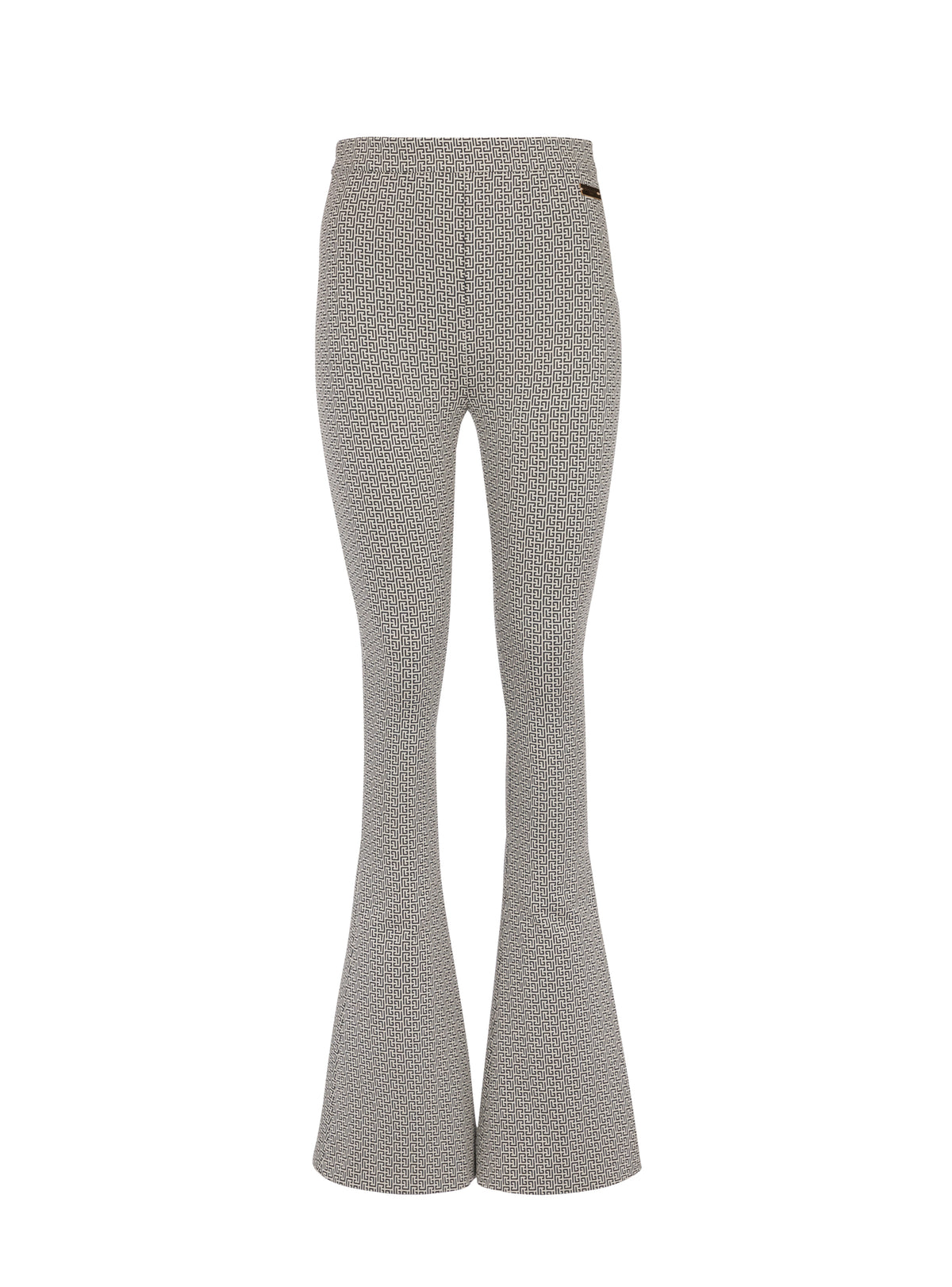 Flare monogram jacquard trousers - Ivory & Black