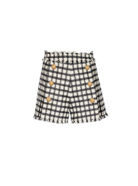 High-waisted wool shorts - Ivory & Black
