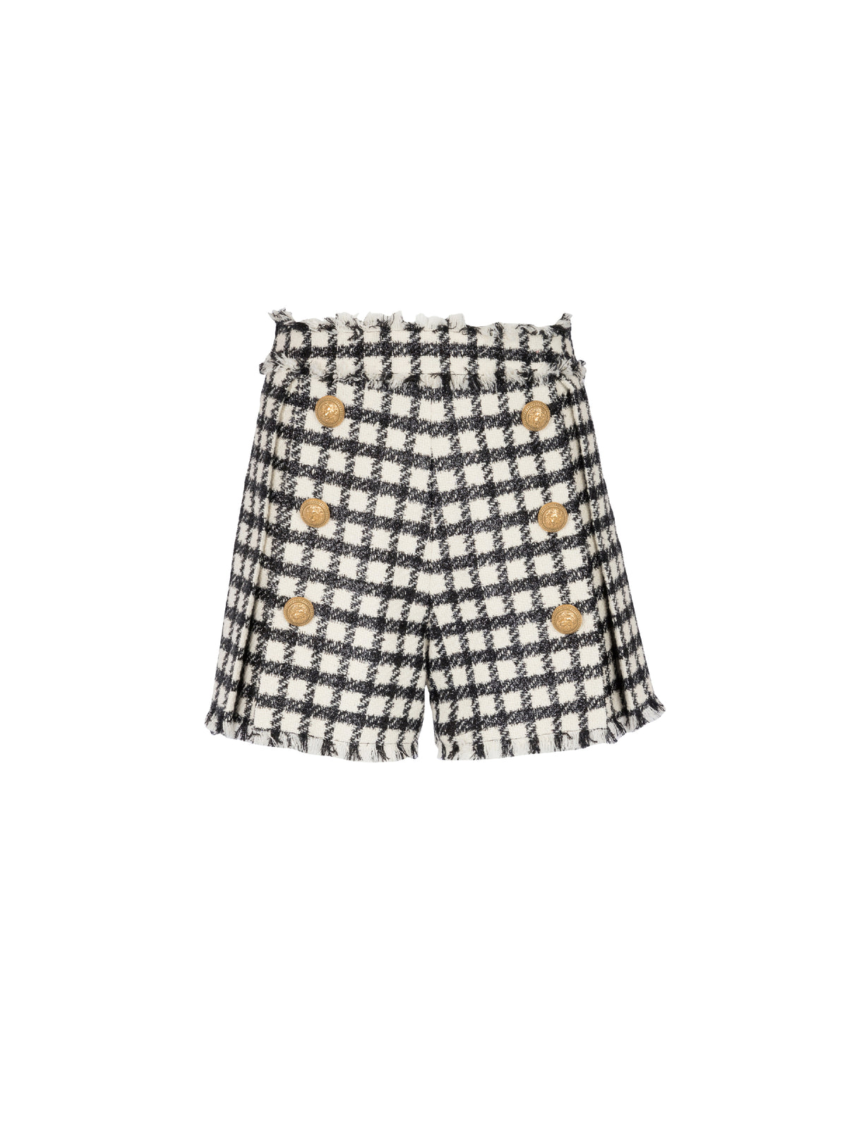 High-waisted wool shorts - Ivory & Black