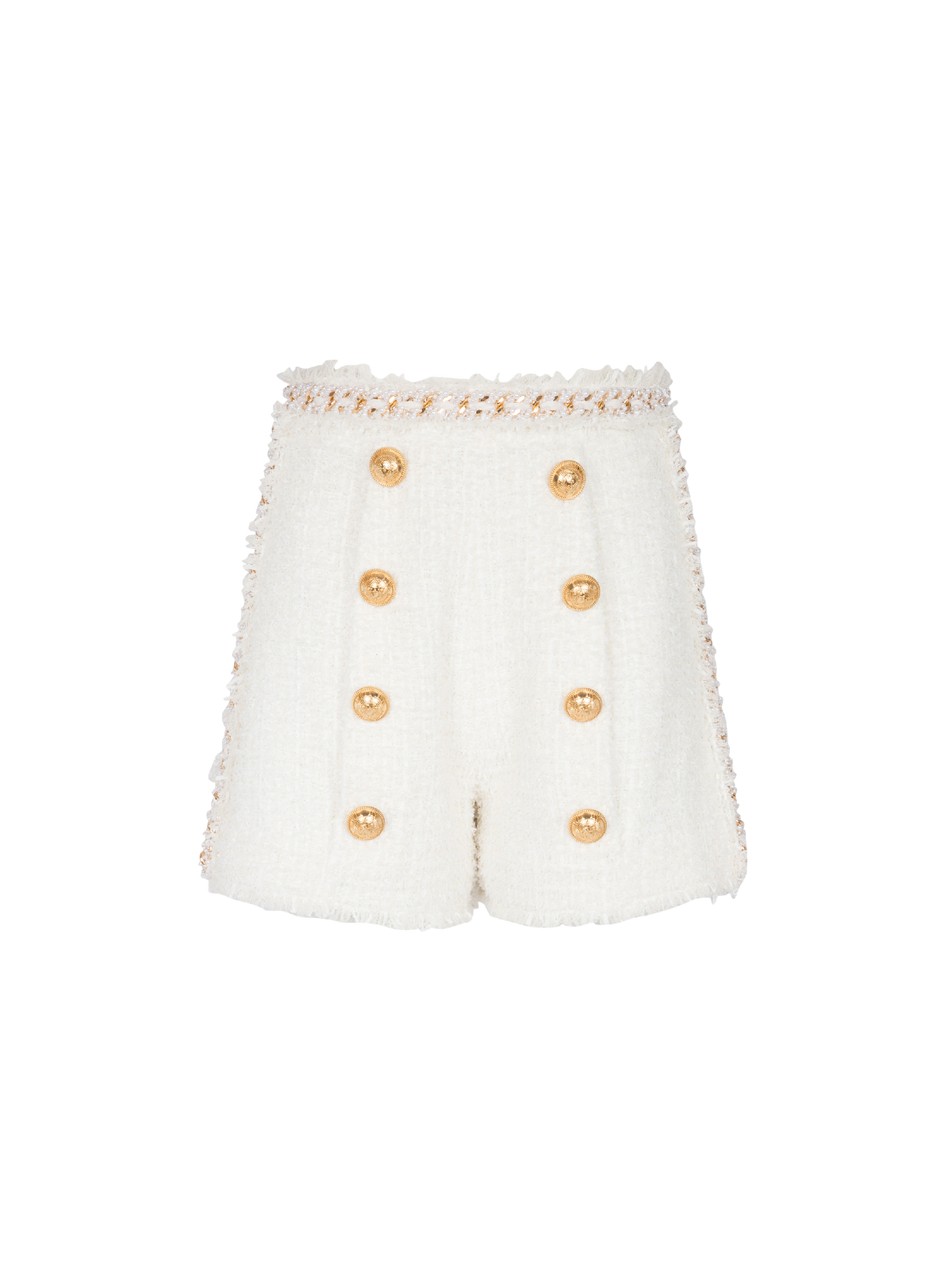 Short taille haute en tweed brodé  - Blanc & Or