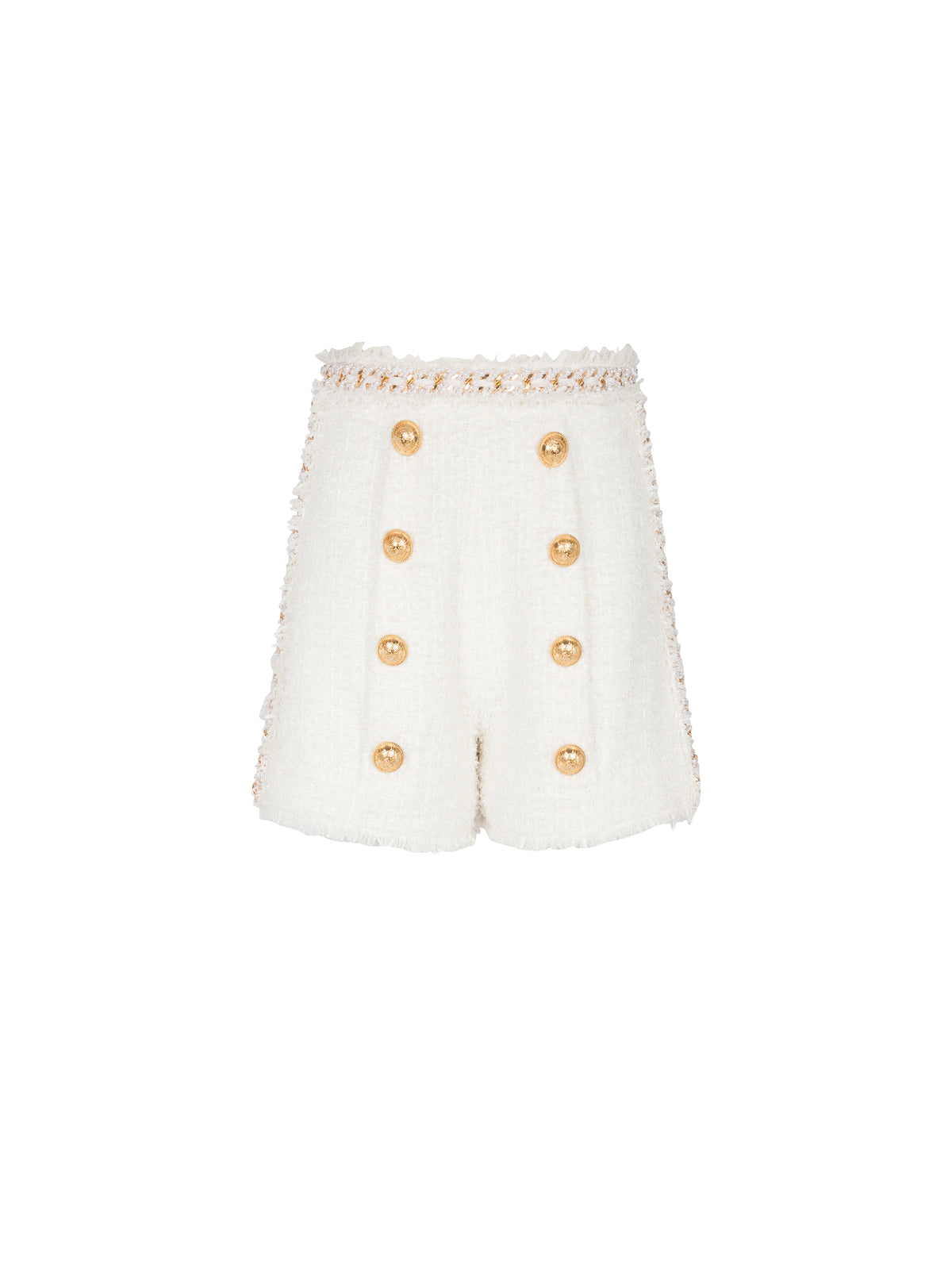 Short taille haute en tweed brodé - Blanc & Or