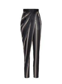 Pantalon drappé asymétrique en soie - Noir & Ivoire