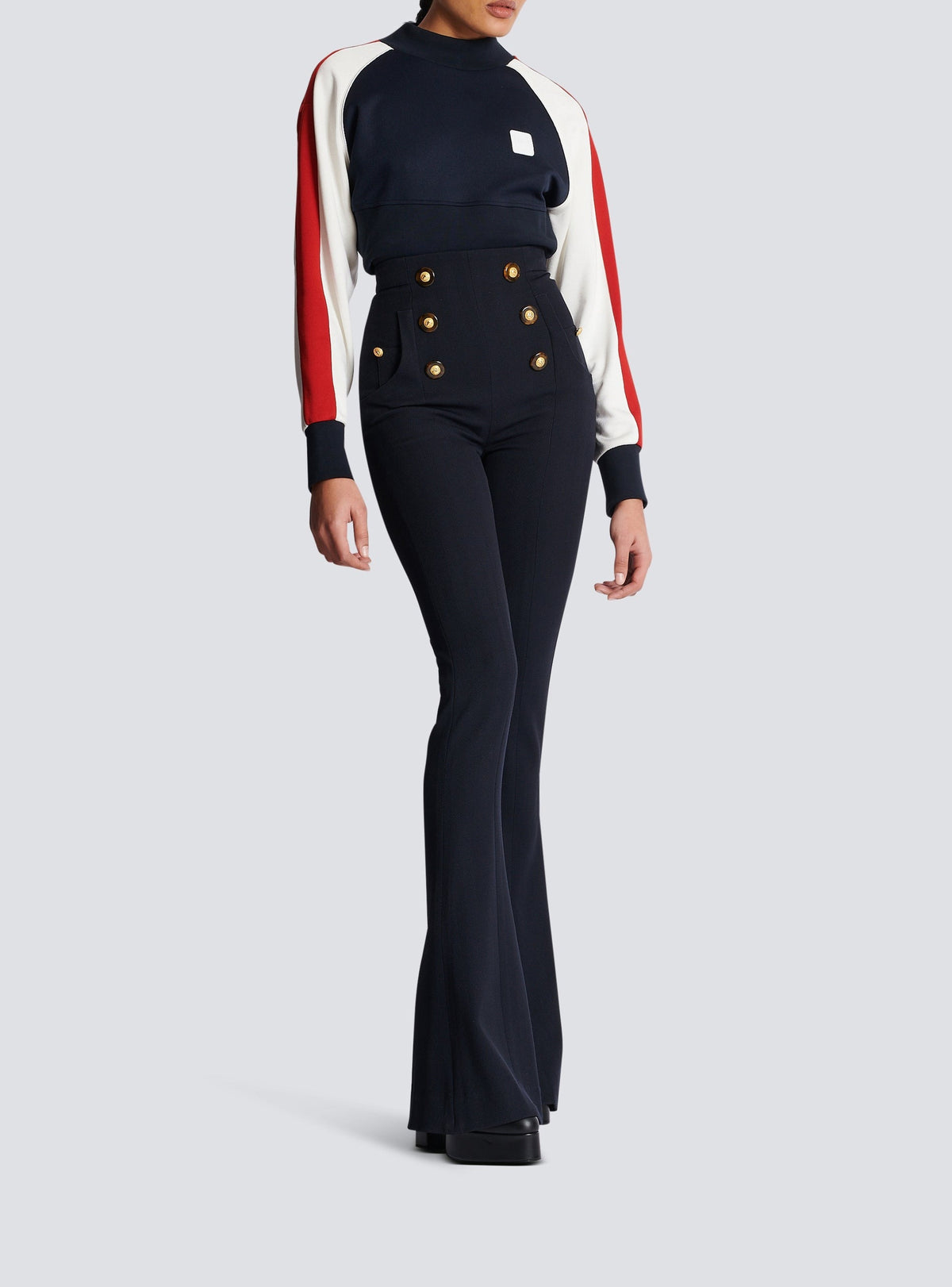 High-waisted wool trousers - Dark Navy Blue