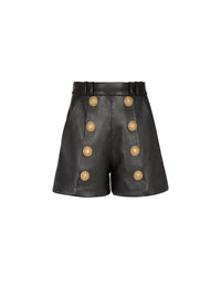 High-waisted leather shorts - Black