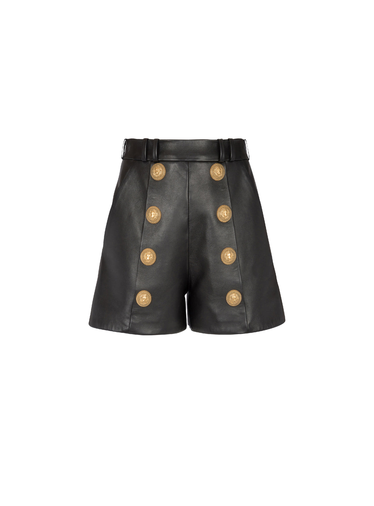 High-waisted leather shorts - Black