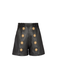 Short taille haute 8 boutons cuir - Noir