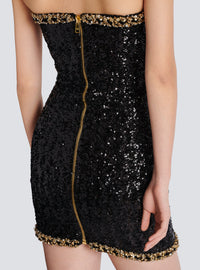 Robe bustier brodée de sequins - Noir & Or