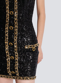 Robe bustier brodée de sequins - Noir & Or