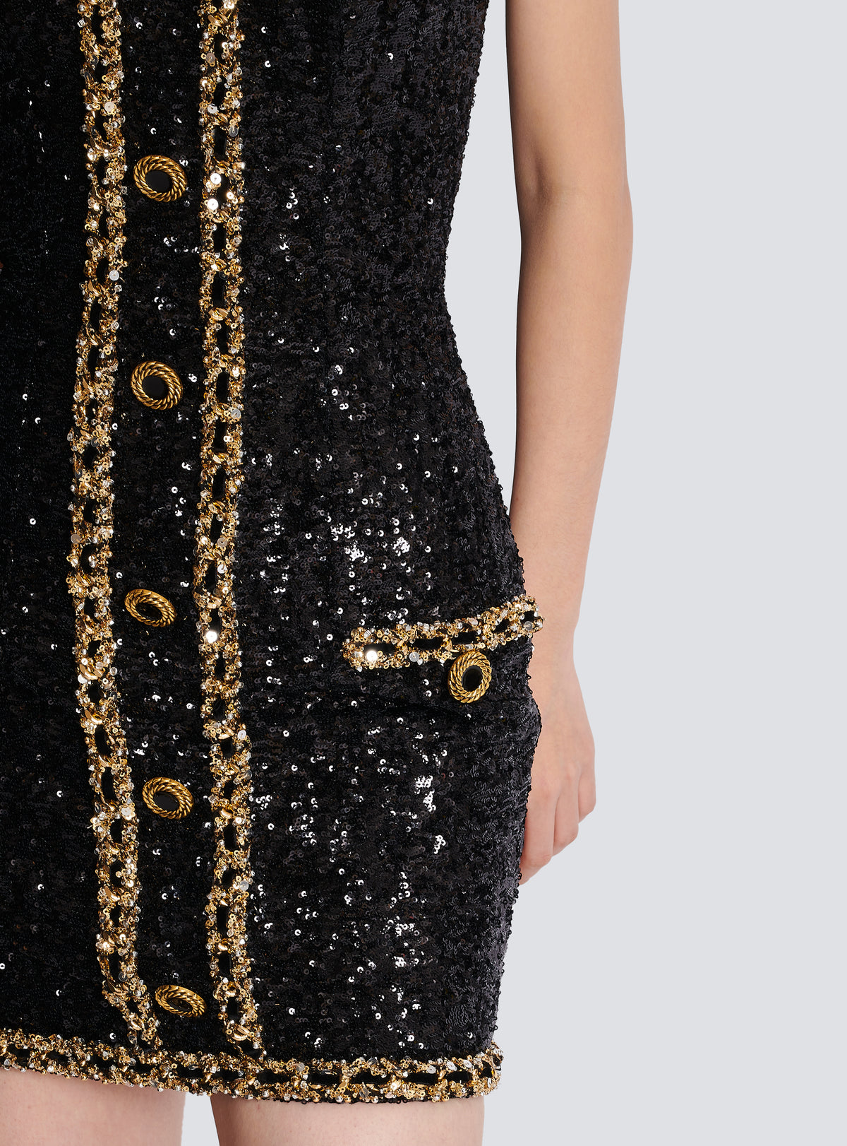 Robe bustier brodée de sequins - Noir & Or