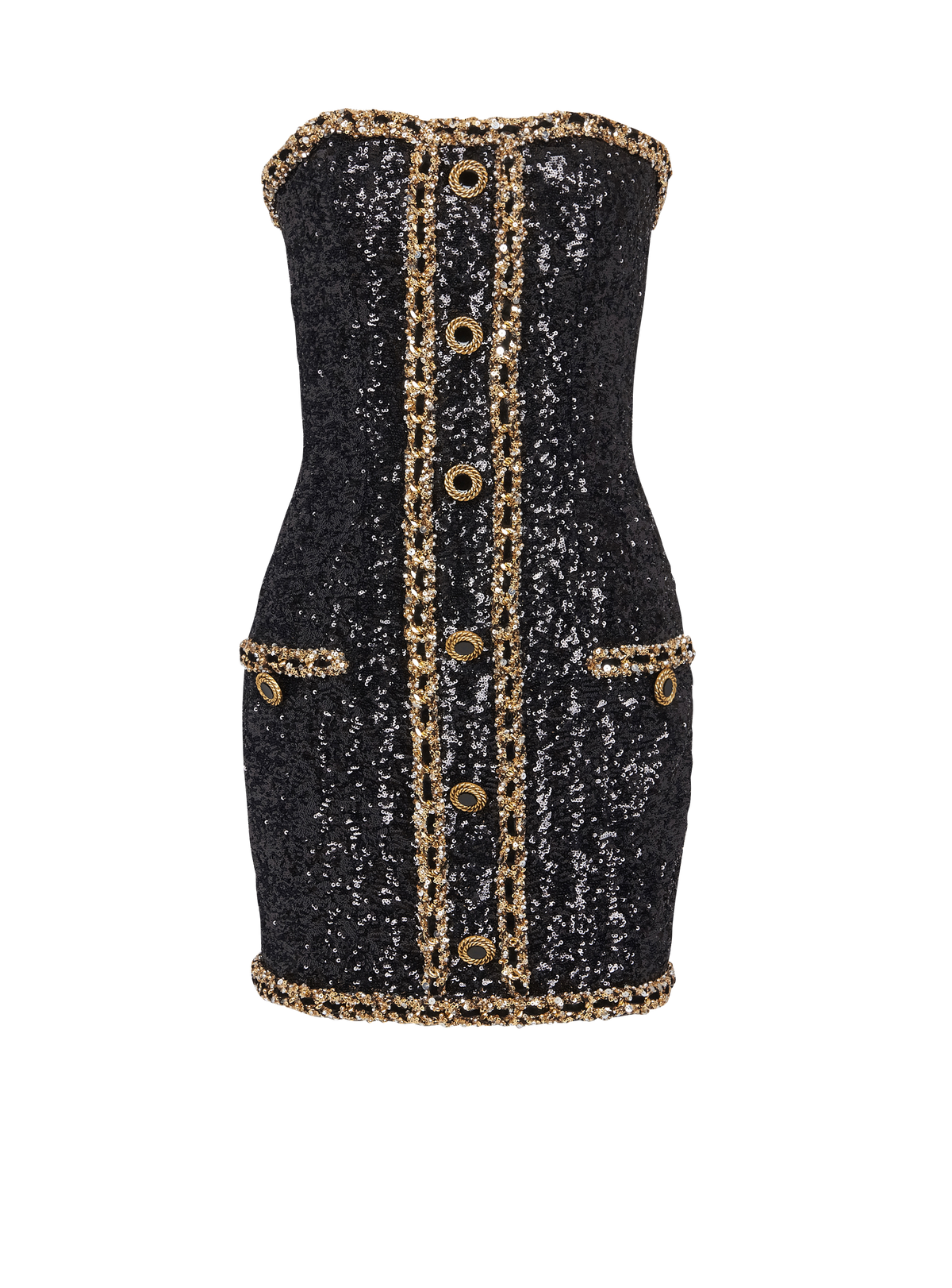 Robe bustier brodée de sequins - Noir & Or