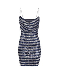 Robe courte pailletée - Marine & Argent