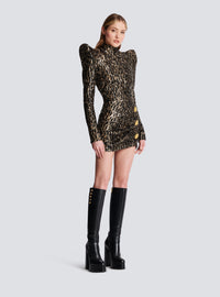 Robe structurée brodée de sequins - Or & Noir