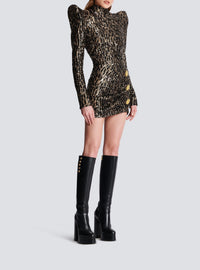 Short structured sequin-embroidered dress - Gold & Black