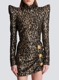 Robe structurée brodée de sequins - Or & Noir