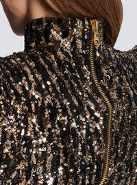 Robe structurée brodée de sequins - Or & Noir