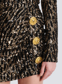 Robe structurée brodée de sequins - Or & Noir