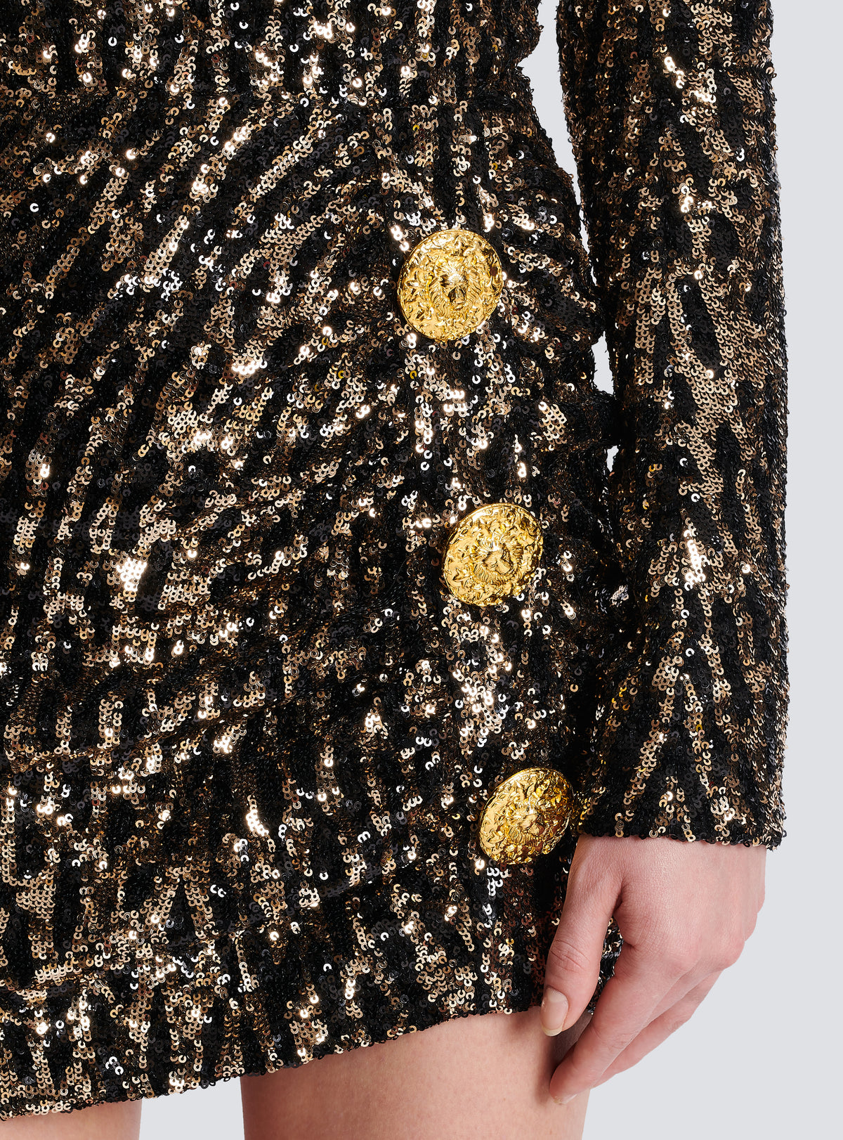Robe structurée brodée de sequins - Or & Noir