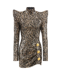 Short structured sequin-embroidered dress - Gold & Black