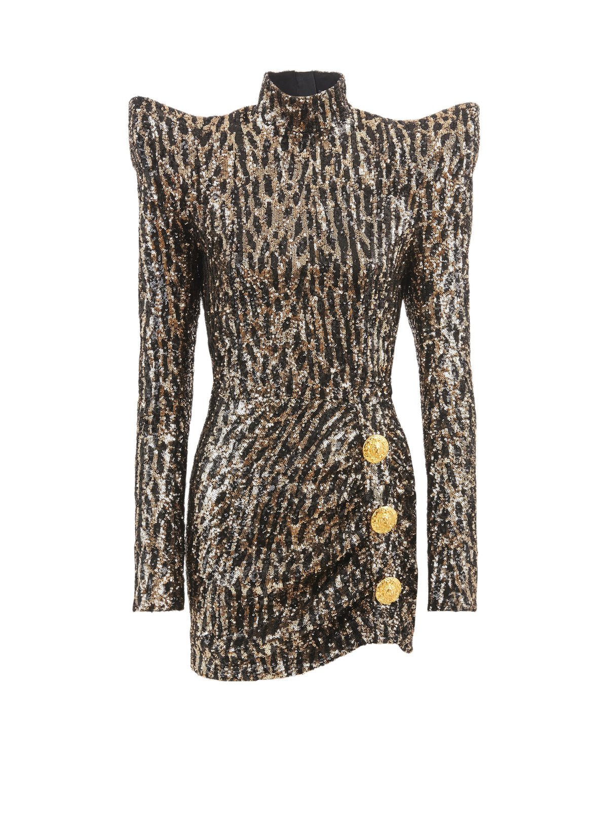 Short structured sequin-embroidered dress - Gold & Black