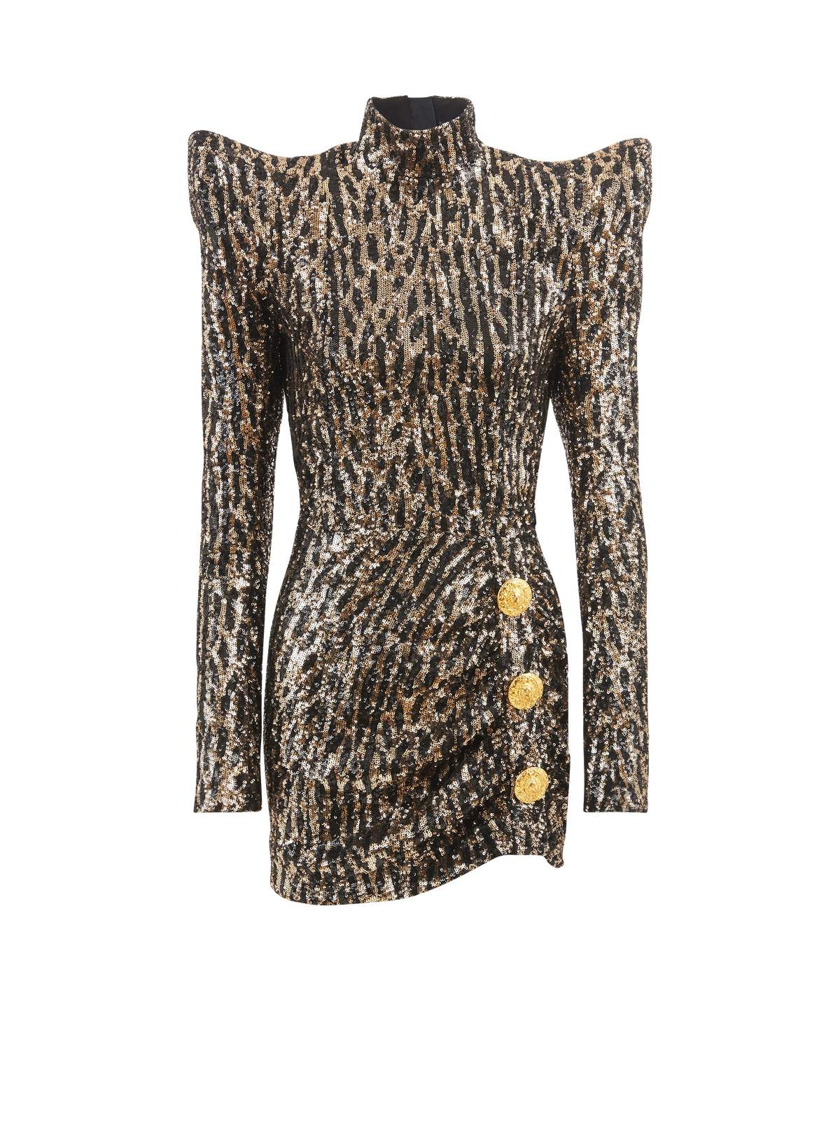 Robe structurée brodée de sequins - Or & Noir