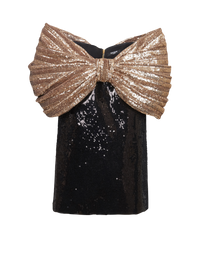 Robe à sequins noeud oversize - Noir & Or