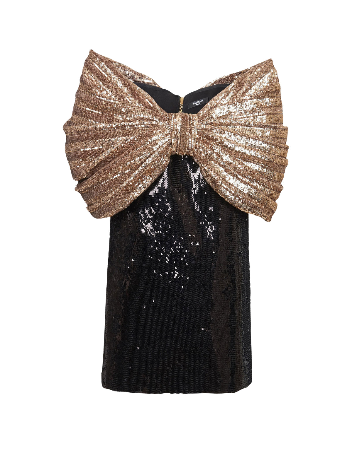 Robe courte à sequins nœud oversize - Noir & Or