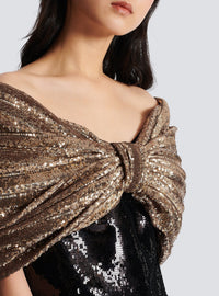 Robe courte à sequins nœud oversize - Noir & Or