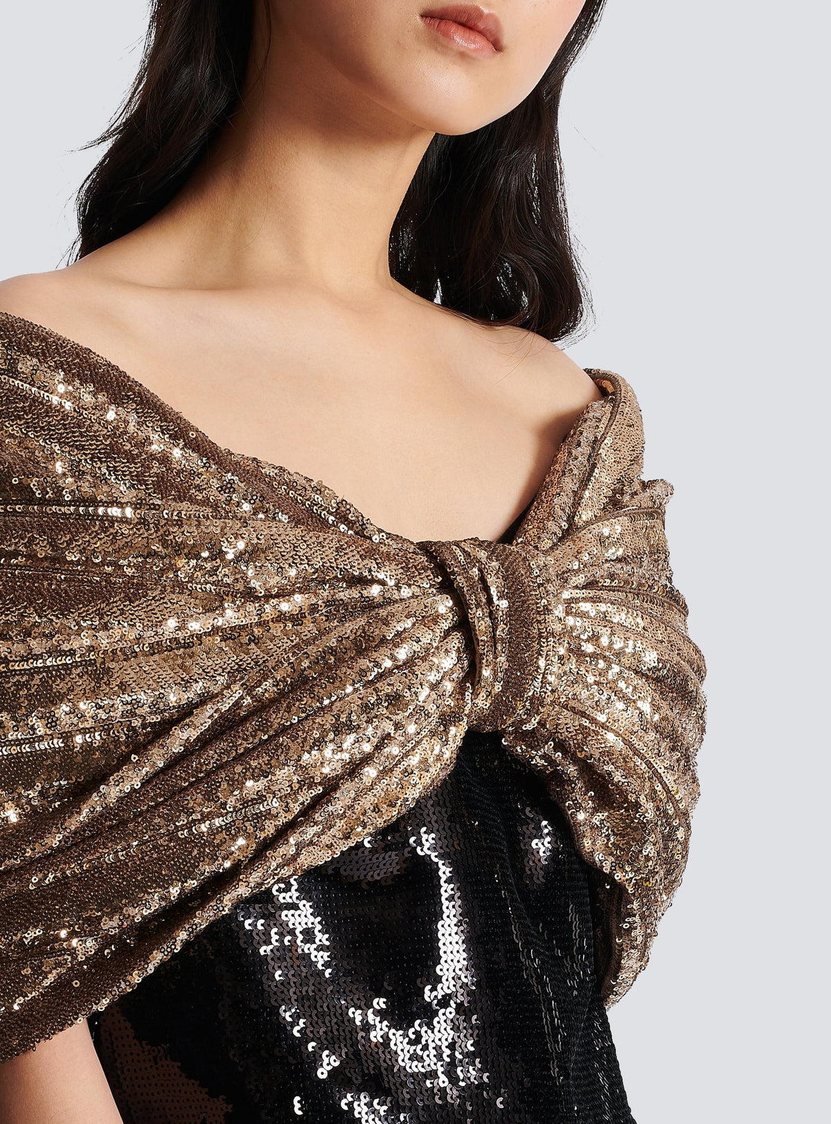 Robe courte à sequins nœud oversize - Noir & Or