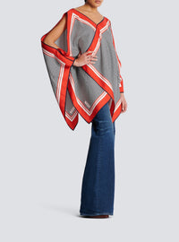 Short asymmetric silk scarf dress - Navy & Red & White