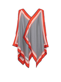 Short asymmetric silk scarf dress - Navy & Red & White