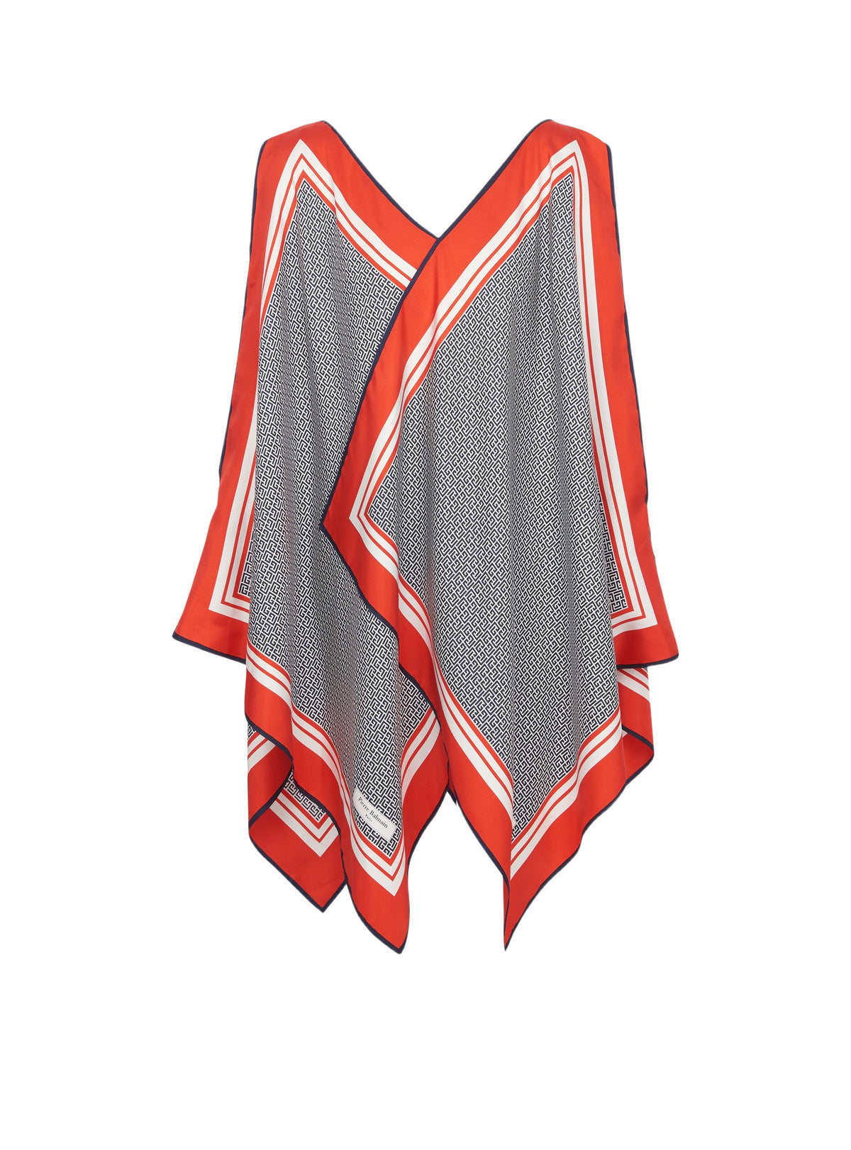 Short asymmetric silk scarf dress - Navy & Red & White