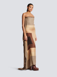 Robe longue foulard monogramme - Multi-Marron