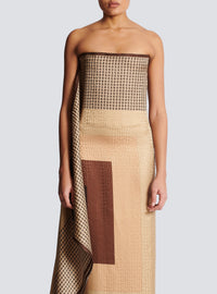 Robe longue foulard monogramme - Multi-Marron