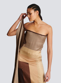 Robe longue foulard monogramme - Multi-Marron