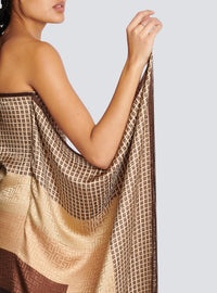 Robe longue foulard monogramme - Multi-Marron