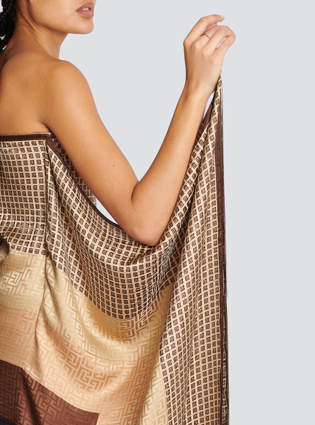 Robe longue foulard monogramme - Multi-Marron