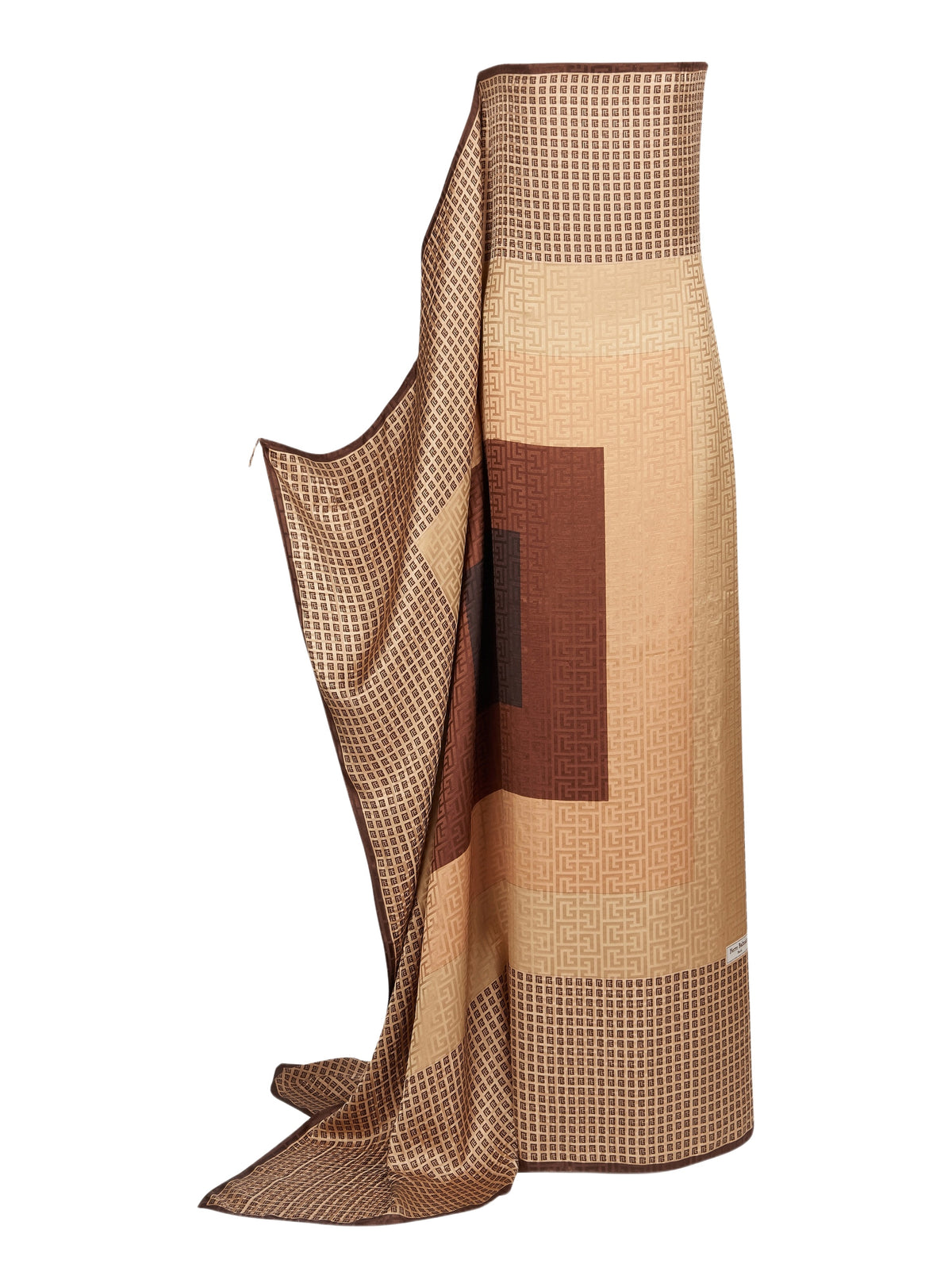 Robe longue foulard monogramme en soie - Marron