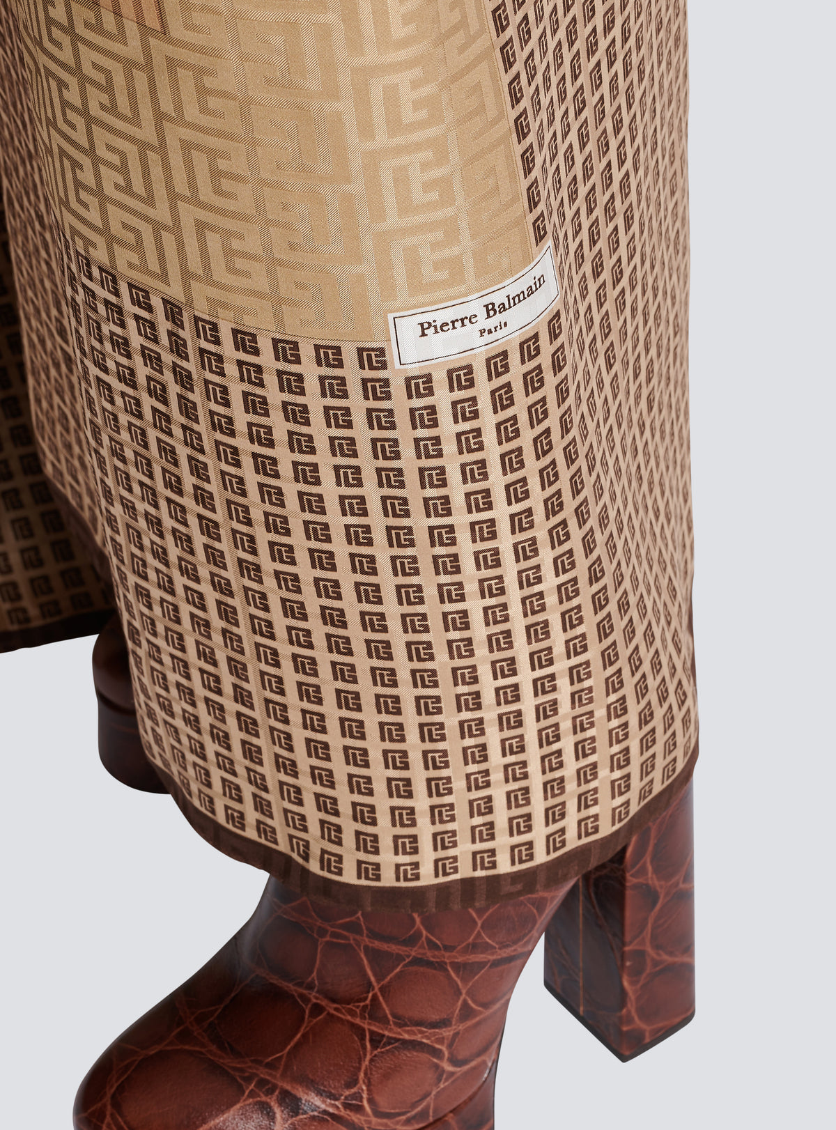Robe longue foulard monogramme - Multi-Marron
