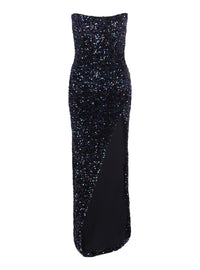 Robe longue à paillettes bustier - Noir Irisé