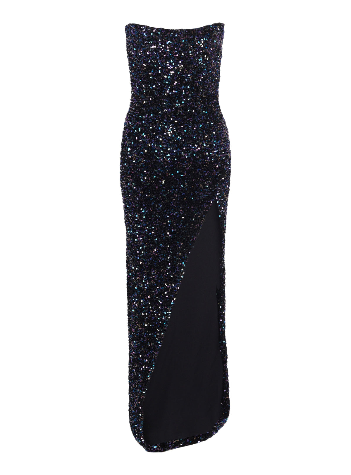 Robe longue à paillettes bustier - Noir Irisé