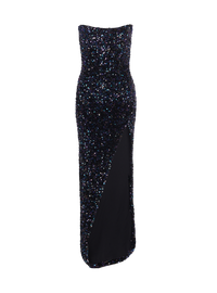 Robe longue à paillettes bustier - Noir Irisé