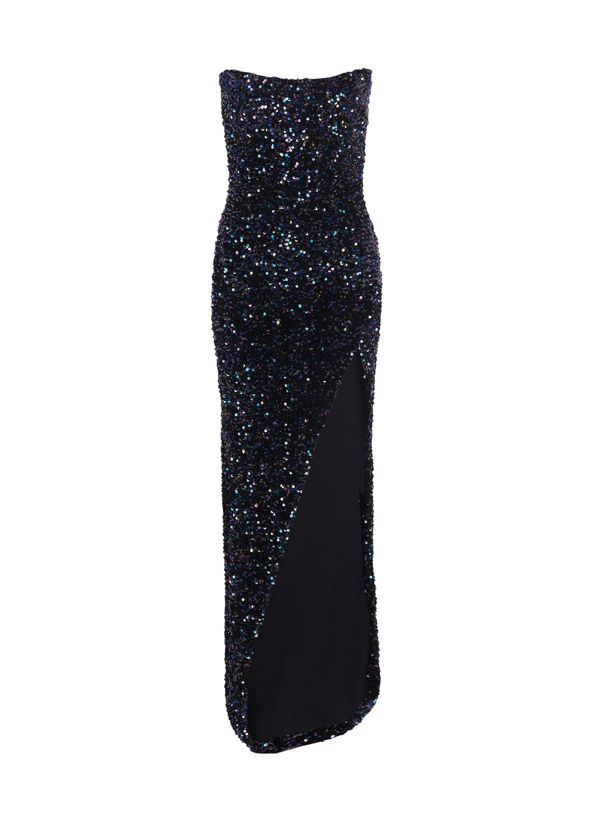 Robe longue à paillettes bustier - Noir Irisé