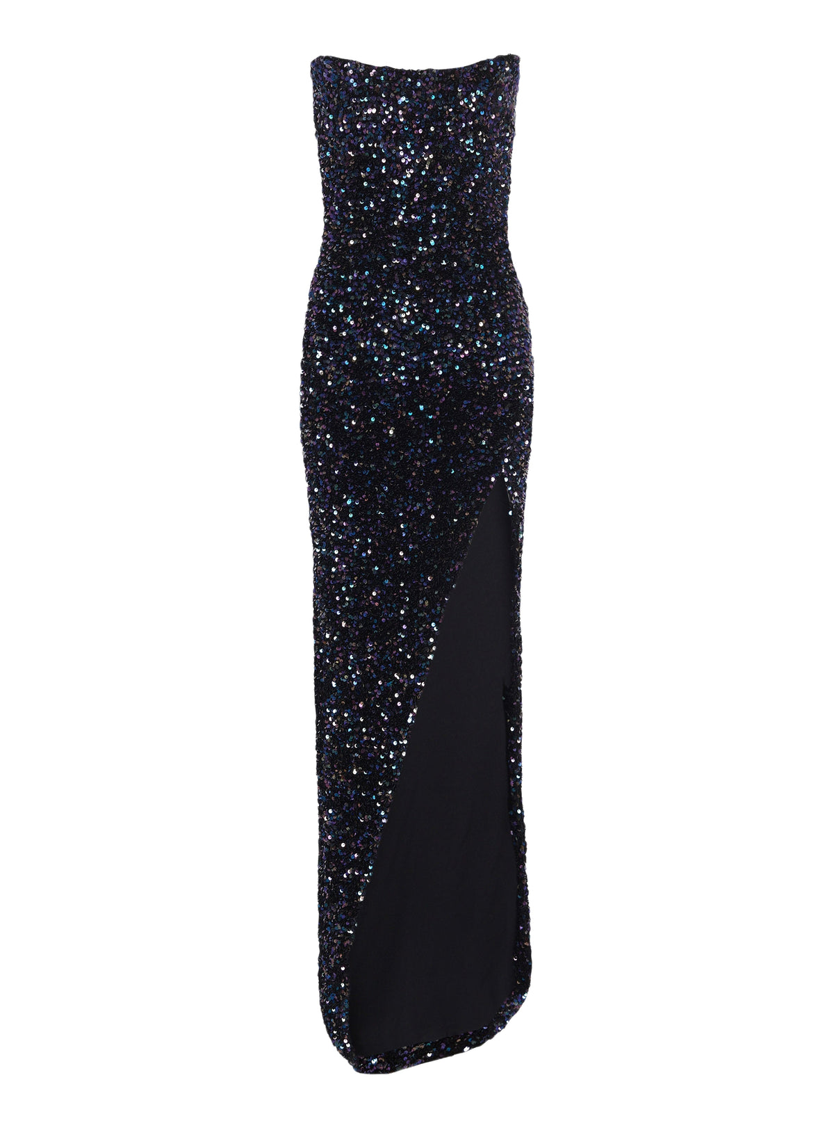 Long sequined bustier dress - Iridescent Black