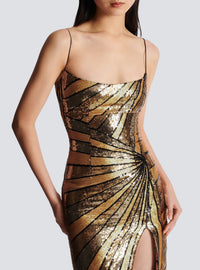 Robe longue brodée de sequins - Noir & Or